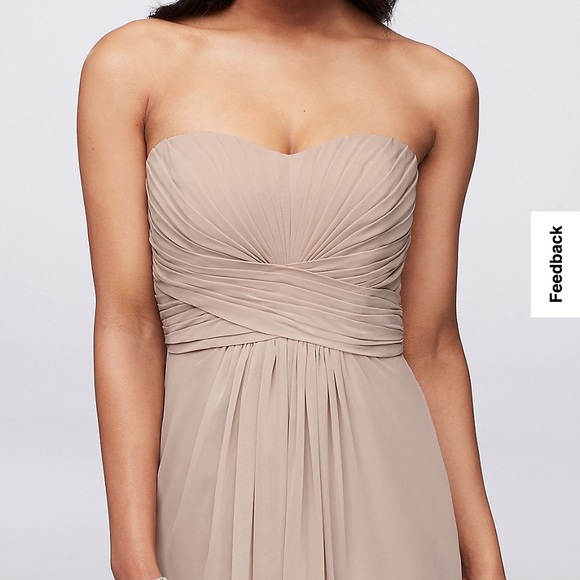 David's Bridal Dresses & Skirts - David’s Bridal Strapless Chiffon Dress with Pleated Bodice- Dry Cleaned